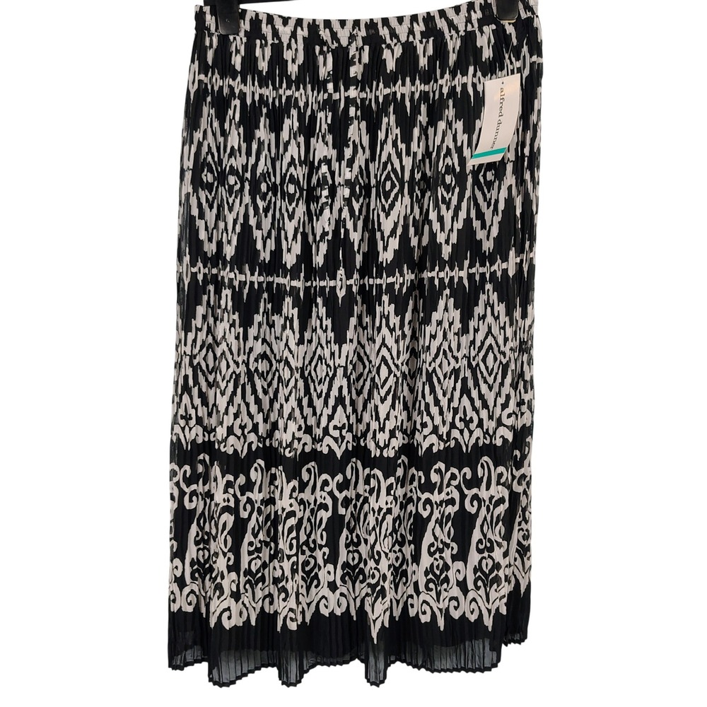 NWT Alfred Dunner Womens 16 East Hampton Maxi Skirt Black White Geometric Boho